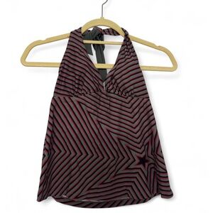 3 PIECE SWIMSUIT SET: halter tankini top black pink grey + bikini bottoms